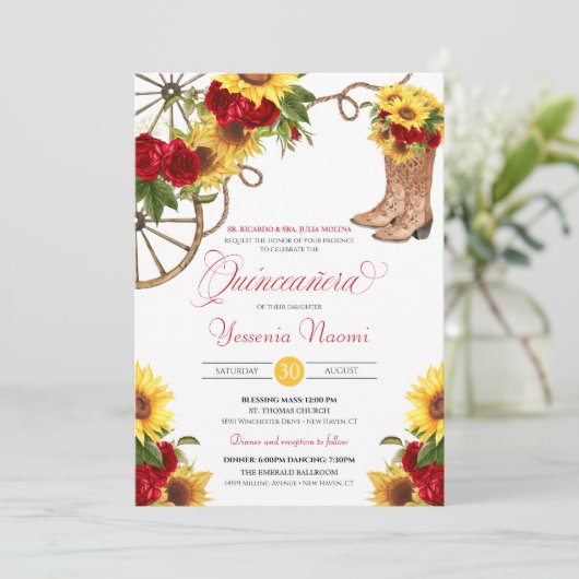 Rose Einladung (Stehend Vorderseite)