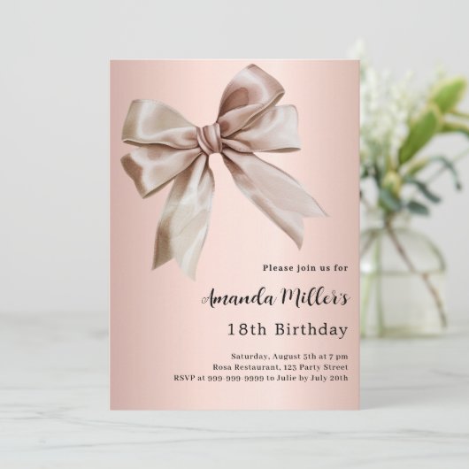 Rose Einladung (Stehend Vorderseite)