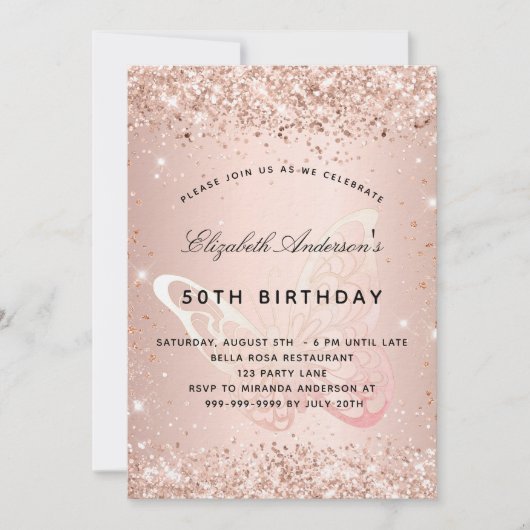 Rose Einladung (Vorderseite)