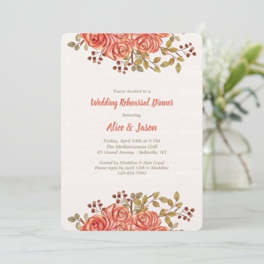 Rose - Einladung (Stehend Vorderseite)