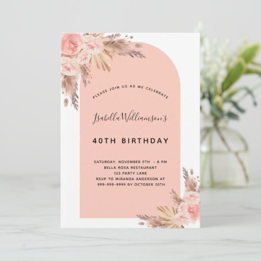 Rose Einladung (Stehend Vorderseite)