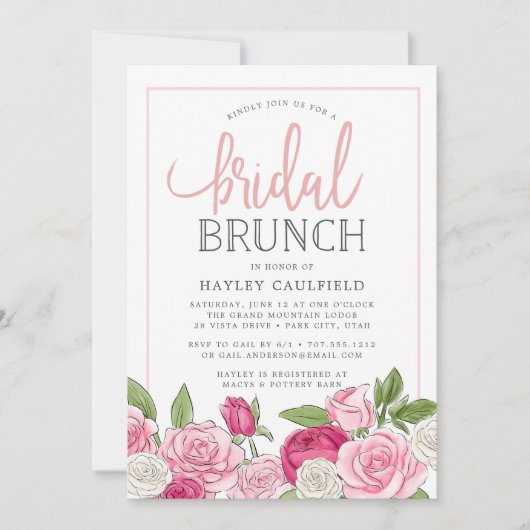 Rose | Einladung von Bridal Brunch (Vorderseite)
