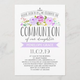 Rose Einladung von Mädchen Lila