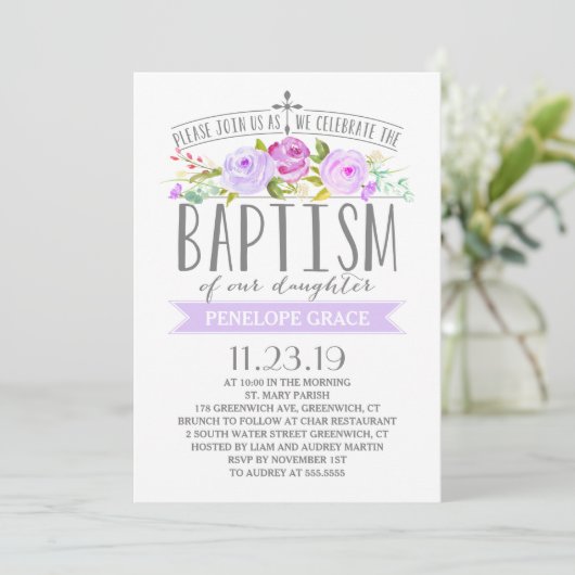 Rose | Einladung von Mädchen | Lila (Stehend Vorderseite)