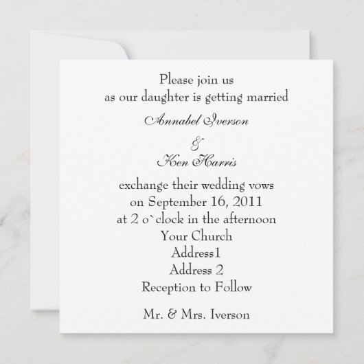 Rose Einladung zur Hochzeit (Rückseite)