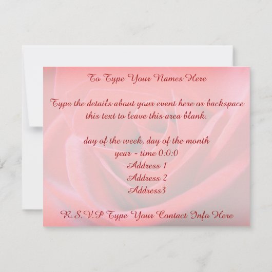 Rose Einladungen Personalisierter Rose RSVP-Karten (Rückseite)
