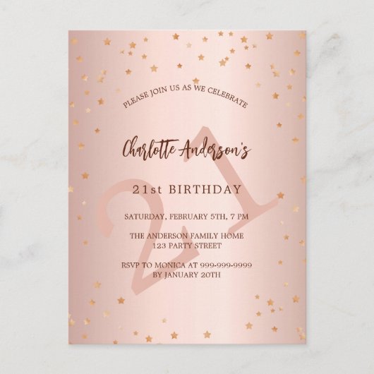 Rose Einladungspostkarte (Vorderseite)