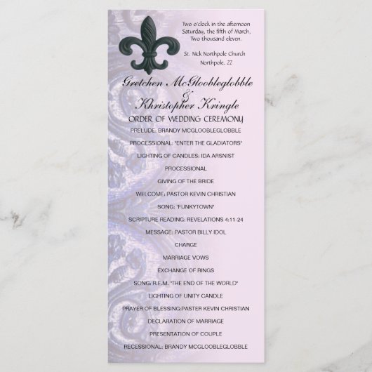 Rose "eiserne Lilie" WEDDING PROGRAMM (Vorderseite)