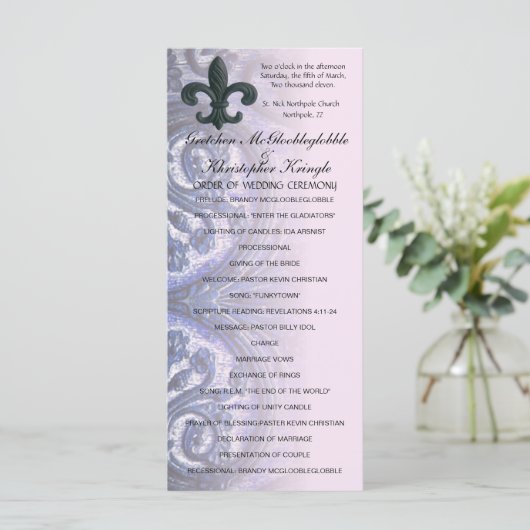 Rose "eiserne Lilie" WEDDING PROGRAMM (Stehend Vorderseite)