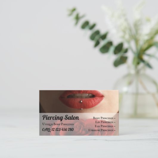 Rose Elegant Sterling Silver Juwelierlips Piercing Visitenkarte (Stehend Vorderseite)