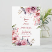 Rose Elegante: Einladung Hochzeit (Stehend Vorderseite)