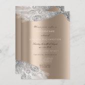 Rose Elfenbeinbeige Weißer Süße 16. Bridal Silver Einladung (Vorne/Hinten)