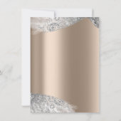 Rose Elfenbeinbeige Weißer Süße 16. Bridal Silver Einladung (Rückseite)