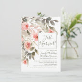 Rose-Empfang für Wasserfarben nach Hochzeit Einladung (Stehend Vorderseite)