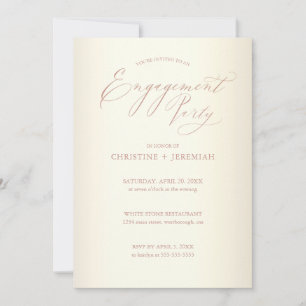 Rose "Engagement Party Champagne" Gold Typografie Einladung
