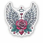 Rose & Engelsflügel Aufkleber (Vorderseite)