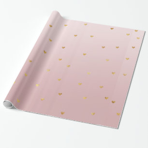 Rose erröten rosa Ombre Goldherzen Geschenkpapier