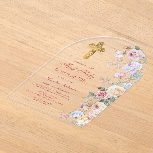 Rose Erste Kommune Acryleinladungen (Ablage )