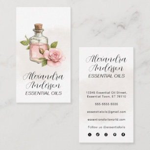 Rose Essential Oils Aquarellschrift Visitenkarte