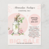 Rose Essenzielle Öle Aquarell Flasche Promo Flyer (Vorne)