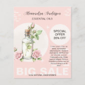 Rose Essenzielle Öle Aquarell Flasche Promo Flyer (Vorne)