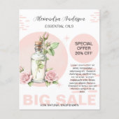 Rose Essenzielle Öle Aquarell Flasche Promo Flyer (Vorne)