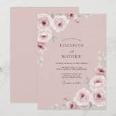 Rose Ethereal Floral Wedding Einladung (Vorne/Hinten)