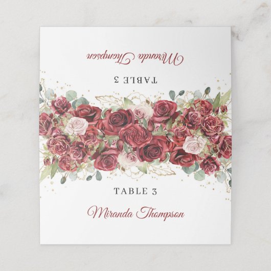 Rose eucalyptus Platzkarte (Außenseite Aufgefaltet)