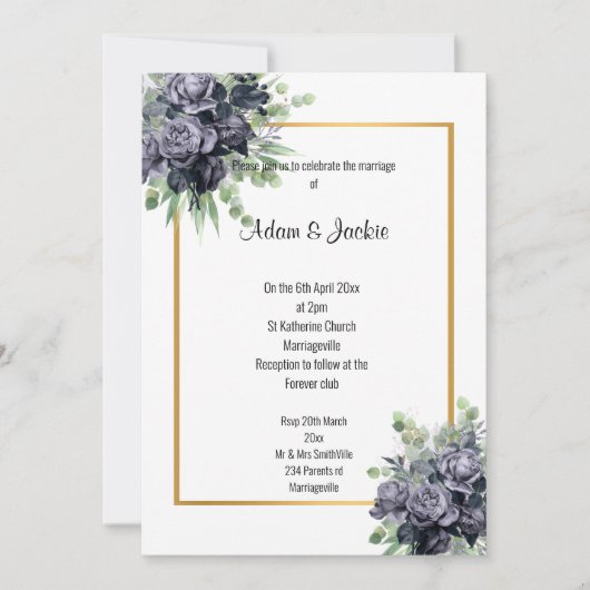 ROSE EUCALYPTUS TRIM ELEGANT WEDING EINLADUNG (Vorderseite)