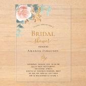 Rose Eukalyptus blush Brautparty Acryleinladungen (Vorderseite)