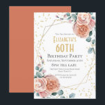 Rose & Eukalyptus Floral 60. Geburtstagsparty Einladung<br><div class="desc">Rose & Eukalyptus Floral Geometric Geburtstag Dieses Template ist für Sie bereit,  Ihre Party-Details hinzuzufügen. Wenn Sie die Farbe oder den Stil des Schriftartes ändern möchten,  klicken Sie am Ende der Vorlage weiter auf Anpassen.</div>