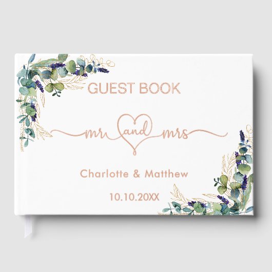 Rose Eukalyptus Gästebuch (Vorderseite)