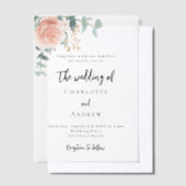 Rose Eukalyptus-Hochzeit Pergament Einladungen (Versetzt)