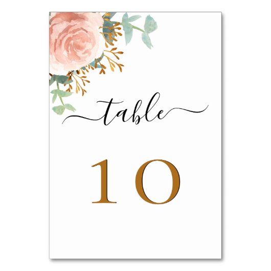 Rose Eukalyptusgrün Tischnummer (Rückseite)