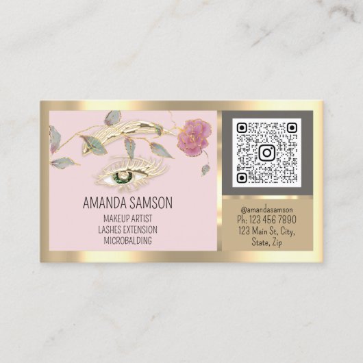 Rose Eyelash Microblade Qr Aftercare Instructions Visitenkarte (Vorderseite)
