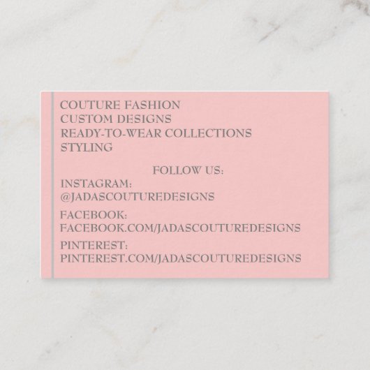 Rose Fabric Designer Couture Visitenkarte (Rückseite)