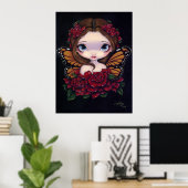Rose Fairy ART PRINT Großaugenfantasie Poster (Heimbüro)
