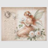Rose Fairy & Pastel Ephemera Script Decoupage Seidenpapier (Vorderseite)
