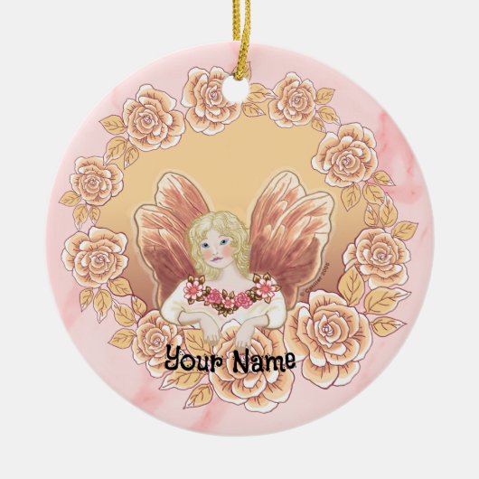Rose Fairy Ring Keramik Ornament (Vorne)