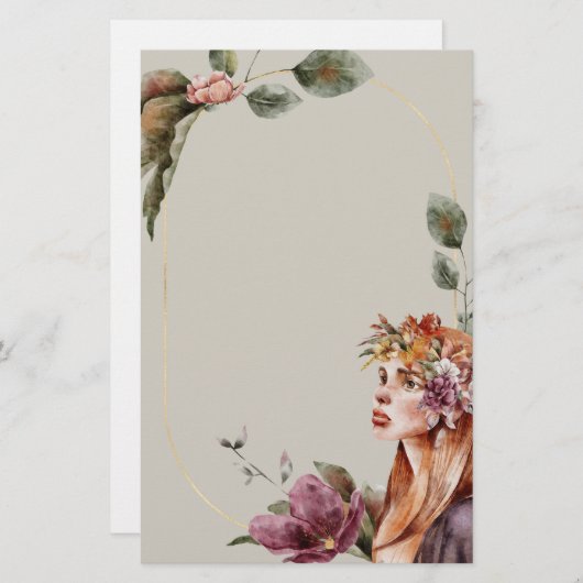 Rose Fairy Stationspapier | Zauberfloral Briefpapier (Vorne/Hinten)