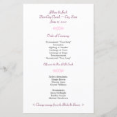 Rose Fantasy Wedding Program (Rückseite)