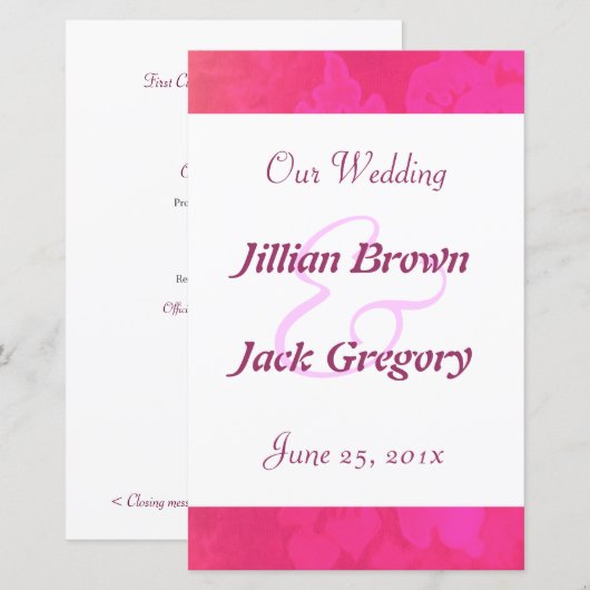 Rose Fantasy Wedding Program (Vorne/Hinten)
