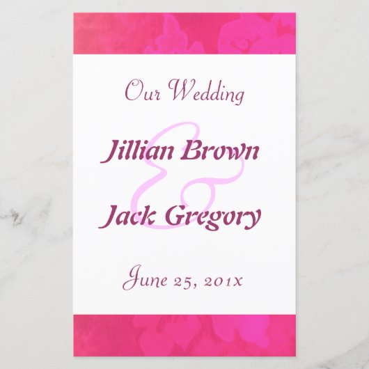 Rose Fantasy Wedding Program (Vorderseite)