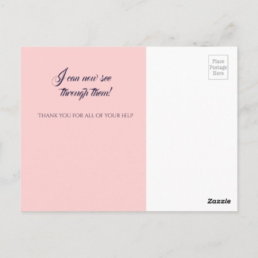 Rose Farbbrille Danke Postcard, Custom Postkarte (Rückseite)