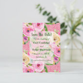 Rose Farbe Rosa Glitzer Save the Date Postkarte (Stehend Vorderseite)