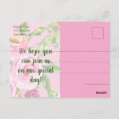 Rose Farbe Rosa Glitzer Save the Date Postkarte (Rückseite)