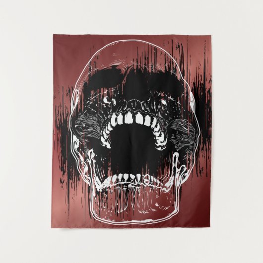 Rose-Farbenwand Thema "Menschlicher Schädel" Wandteppich (Vorderseite)