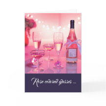 Rose farbige Brille Danke Karte, anpassbar