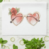 Rose Farbige Sonnenbrille Geschirrtuch (Gefaltet)