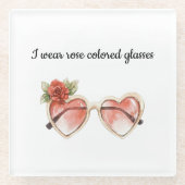Rose Farbige Sonnenbrille Glasuntersetzer (Vorderseite)